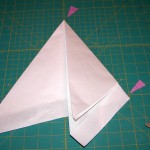 First fold of the quarter folded paper on 30° lines