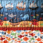 The boats and water were quilted with waves and the fish with bubbles!