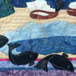 Super close up of 'Ice Fishing' with beads and metallic threads