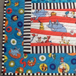 close up of corner of the DR. Suess quilt